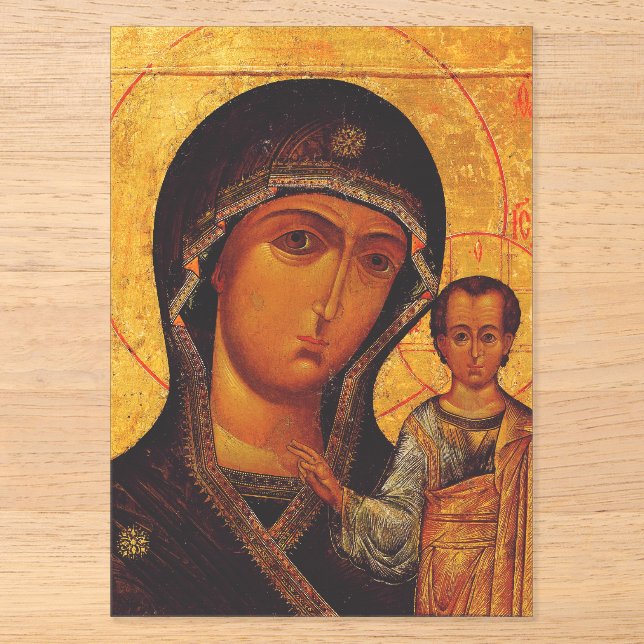 Our Lady of Kazan Orthodox Icon Acrylic Invitations (Front)