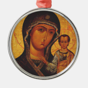 Our Lady of Kazan Orthodox Icon Metal Tree Decoration