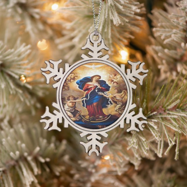 Our Lady of Knots by Litany Lane Snowflake Pewter Christmas Ornament (Tree)