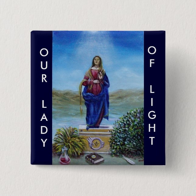 OUR LADY OF LIGHT Madonna of Immaculate Conception 15 Cm Square Badge (Front)