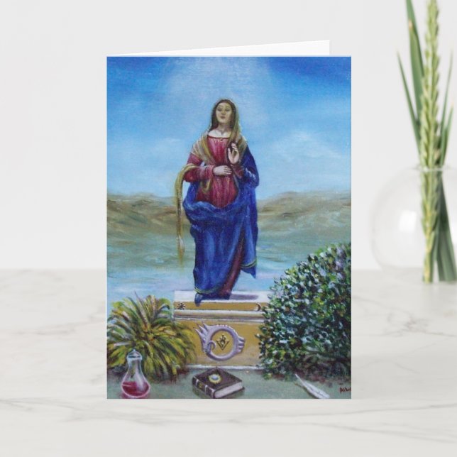 OUR LADY OF LIGHT Madonna of Immaculate Conception Holiday Card (Front)