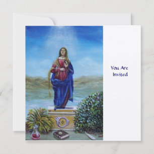 OUR LADY OF LIGHT, white champagne metallic Invitation