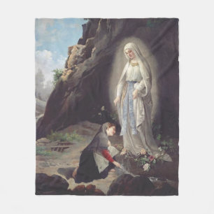 Our Lady of Lourdes Apparition Miraculous Art Fleece Blanket