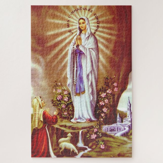 Our Lady of Lourdes Apparition Miraculous Art Jigsaw Puzzle (Vertical)