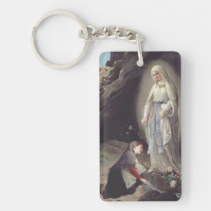 Our Lady of Lourdes Apparition Miraculous Art Key Ring