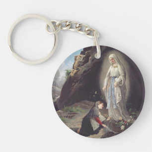 Our Lady of Lourdes Apparition Miraculous Art Key Ring