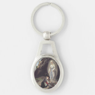 Our Lady of Lourdes Apparition Miraculous Art Key Ring