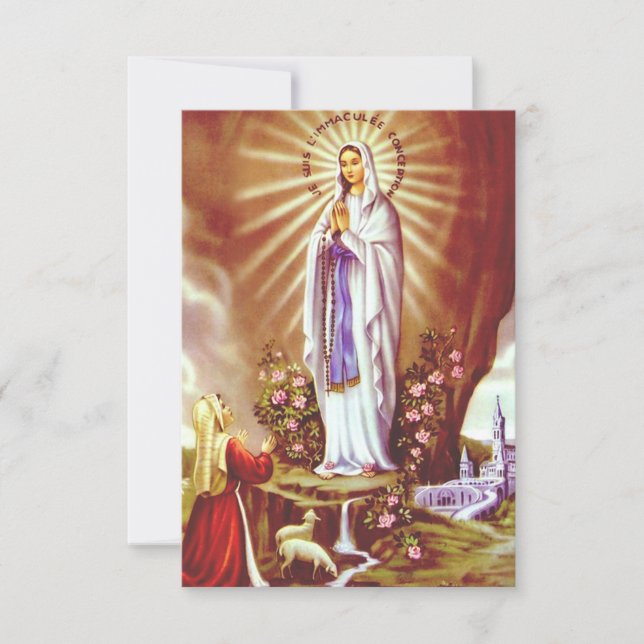 Our Lady of Lourdes Apparition Miraculous Art Thank You Card (Front)