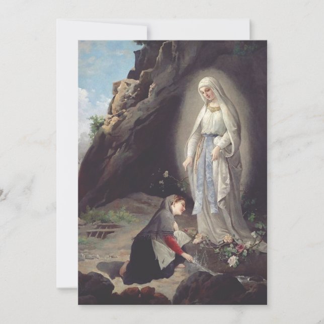 Our Lady of Lourdes Apparition Miraculous Art Thank You Card (Front)