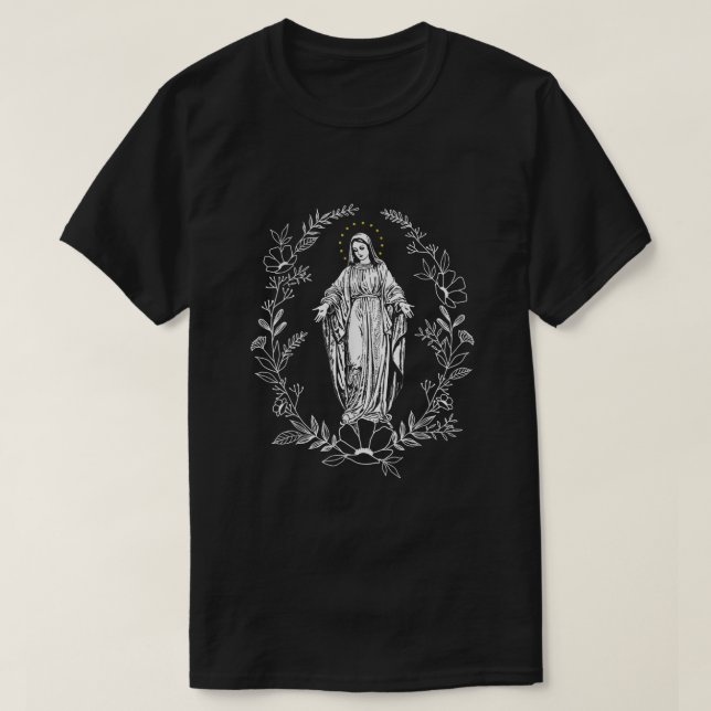 Our Lady of Lourdes Catholic Christian Sacred Hear T-Shirt (Design Front)