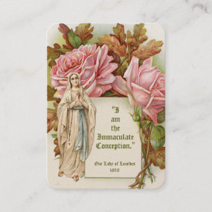 Our Lady of Lourdes Catholic Vintage Prayer Place Card