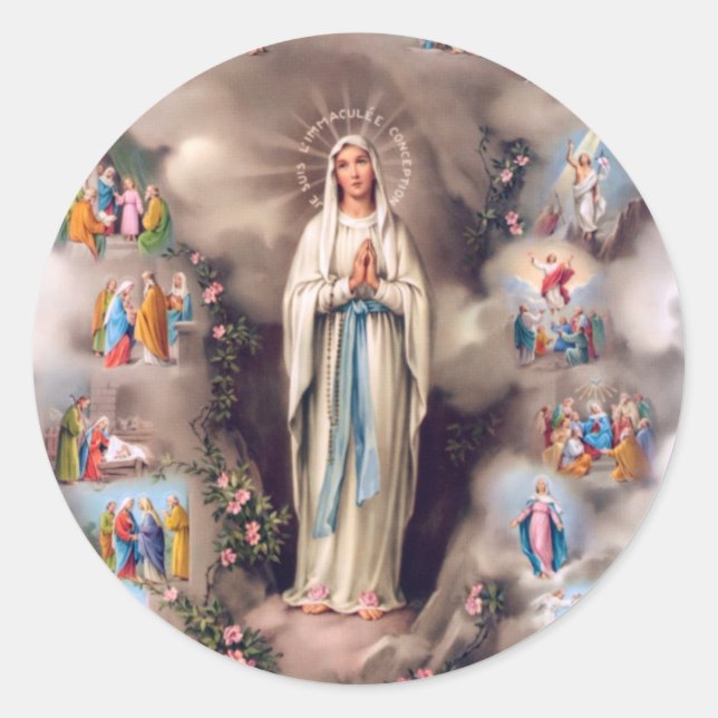 Our Lady of Lourdes Classic Round Sticker (Front)
