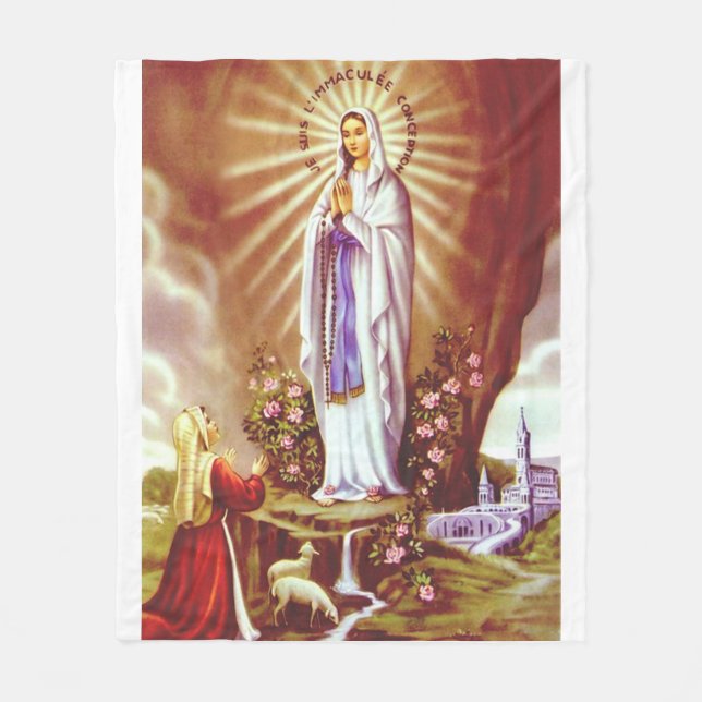 Our Lady of Lourdes Fleece Blanket (Front)