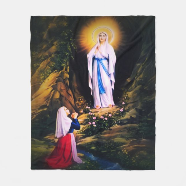 Our Lady of Lourdes Fleece Blanket (Front)
