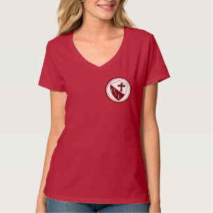 Our Lady of Lourdes Ladies Hanes Vneck Front Logo T-Shirt