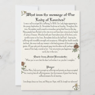 Our Lady of Lourdes Prayer card