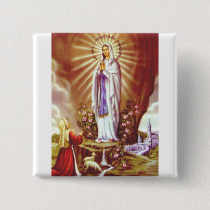 Our Lady of Lourdes Premium Massabielle Art Print 15 Cm Square Badge