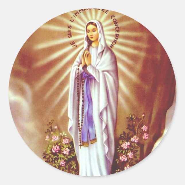 Our Lady of Lourdes Premium Massabielle Art Print Classic Round Sticker (Front)