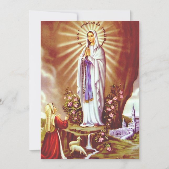 Our Lady of Lourdes Premium Massabielle Art Print Holiday Card (Front)