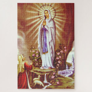 Our Lady of Lourdes Premium Massabielle Art Print Jigsaw Puzzle