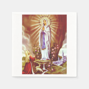 Our Lady of Lourdes Premium Massabielle Art Print Napkin
