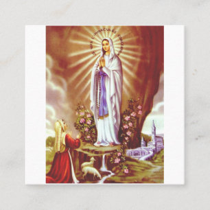 Our Lady of Lourdes Premium Massabielle Art Print Square Business Card