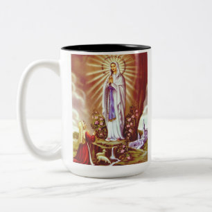 Our Lady of Lourdes Premium Massabielle Art Print Two-Tone Coffee Mug