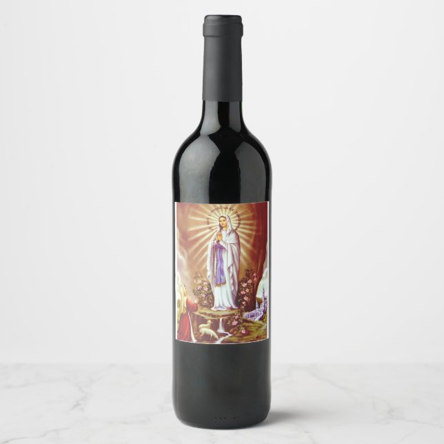 Our Lady of Lourdes Premium Massabielle Art Print Wine Label (Front)