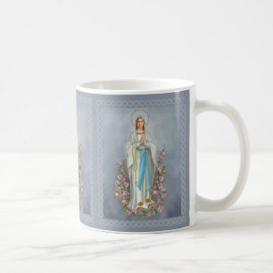 Our Lady of Lourdes Rosary Virgin Mary Roses Coffee Mug