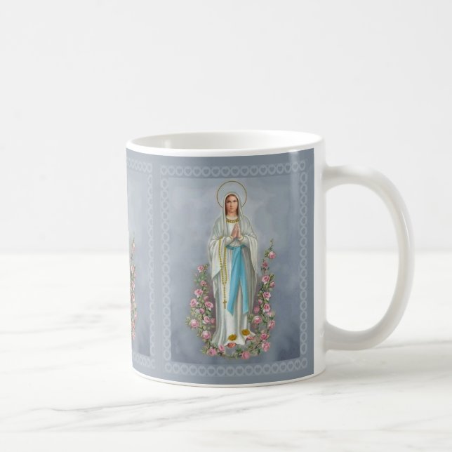 Our Lady of Lourdes Rosary Virgin Mary Roses Coffee Mug (Right)