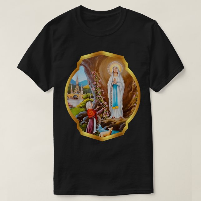 Our Lady of Lourdes St Bernadette Immaculate Mary  T-Shirt (Design Front)