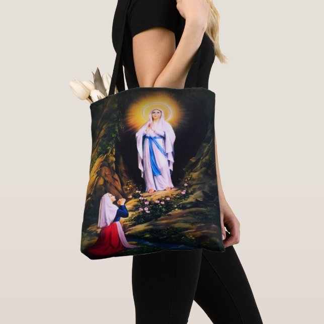 Our Lady of Lourdes Tote Bag (Close Up)