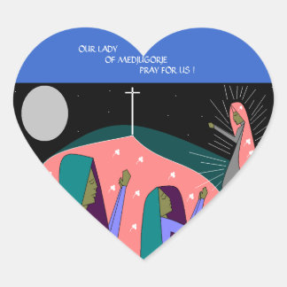 OUR LADY OF MEDJUGORJE PRAY FOR US ! HEART STICKER