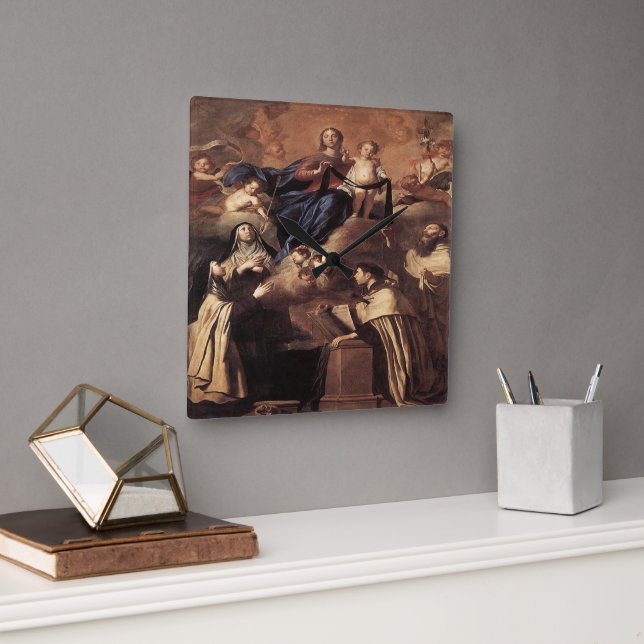 Our Lady of Mount Carmel 1641 Square Wall Clock (Office)