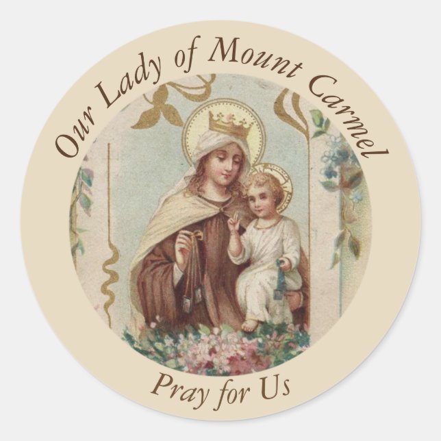 Our Lady of Mount Carmel  Baby Jesus Scapular Classic Round Sticker (Front)