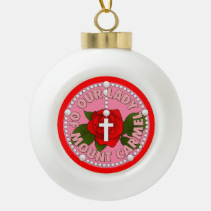 Our Lady of Mount Carmel Ceramic Ball Christmas Ornament