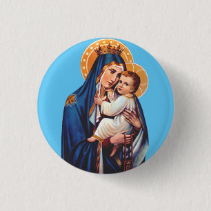 Our Lady of Mount Carmel Devotional Art 3 Cm Round Badge