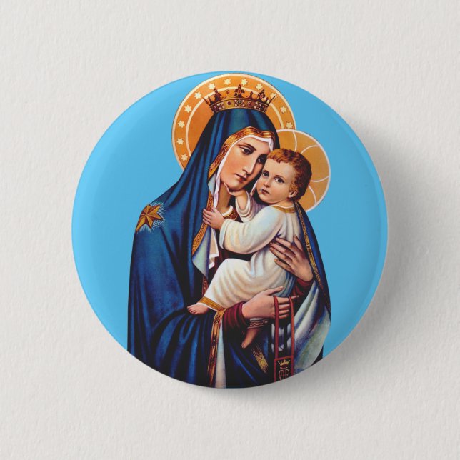 Our Lady of Mount Carmel Devotional Art 6 Cm Round Badge (Front)