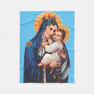 Our Lady of Mount Carmel Devotional Art Fleece Blanket