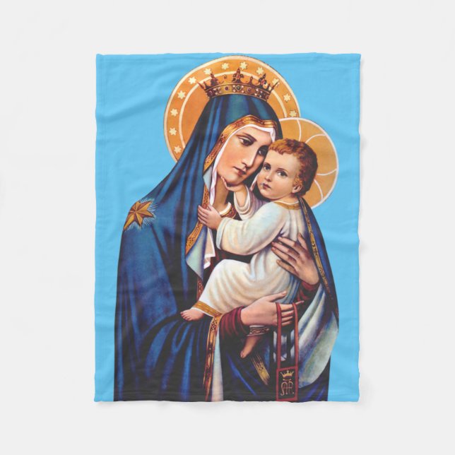Our Lady of Mount Carmel Devotional Art Fleece Blanket (Front)