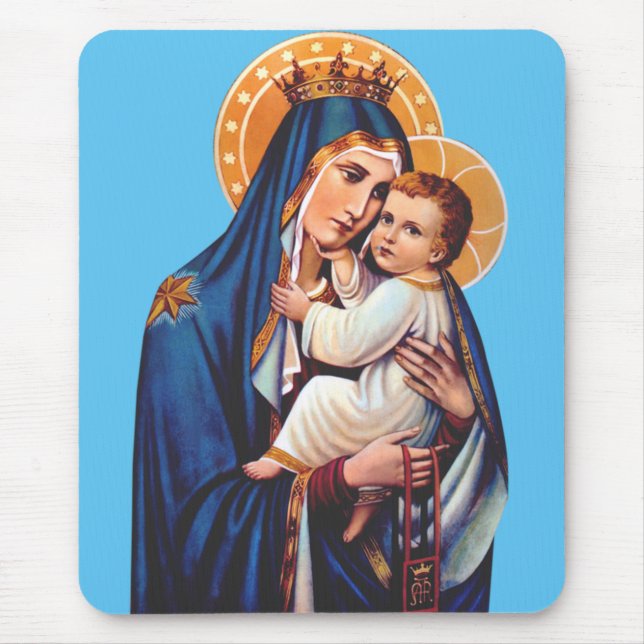 Our Lady of Mount Carmel Devotional Art Mouse Mat (Front)
