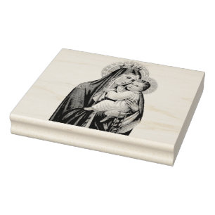 Our Lady of Mount Carmel Devotional Art Rubber Stamp