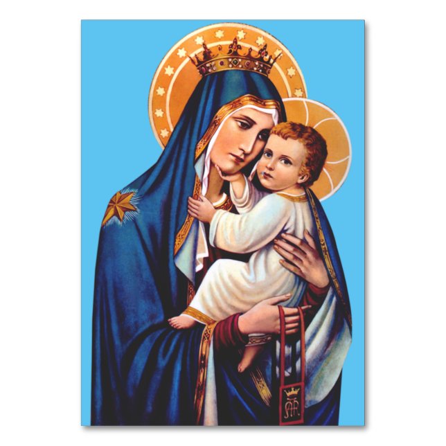 Our Lady of Mount Carmel Devotional Art Table Number (Front)