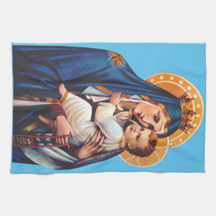 Our Lady of Mount Carmel Devotional Art Tea Towel