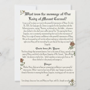Our Lady of Mount Carmel Prayer Card