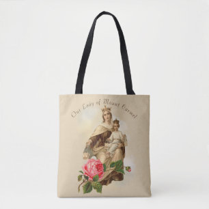 Our Lady of Mount Carmel Prayer Jesus Scapular Tote Bag