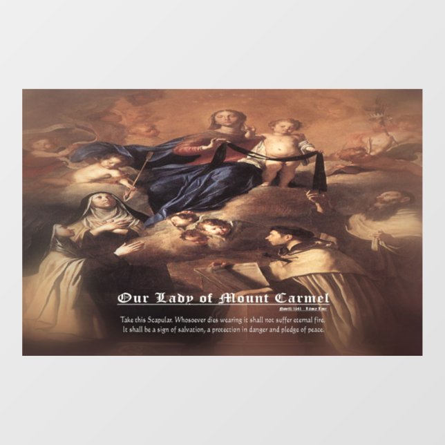 Our Lady of Mount Carmel Prayer Window Cling (Sheet)