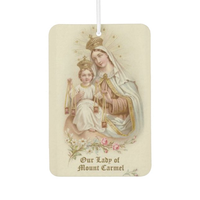 Our Lady of Mount Carmel Traditional Catholic Car Air Freshener (Front)