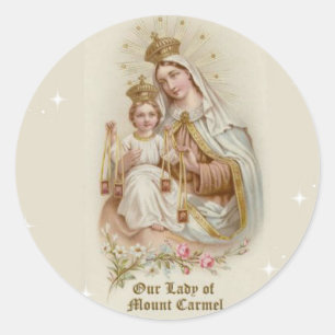 Our Lady of Mount Carmel  with the Baby Jesus Classic Round Sticker