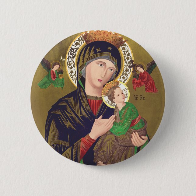 Our Lady of Perpetual Help 6 Cm Round Badge (Front)